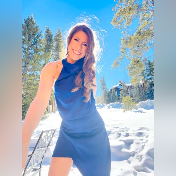 Blue ELLIAT, asymmetrical, halter dress - Picture 4 of 5